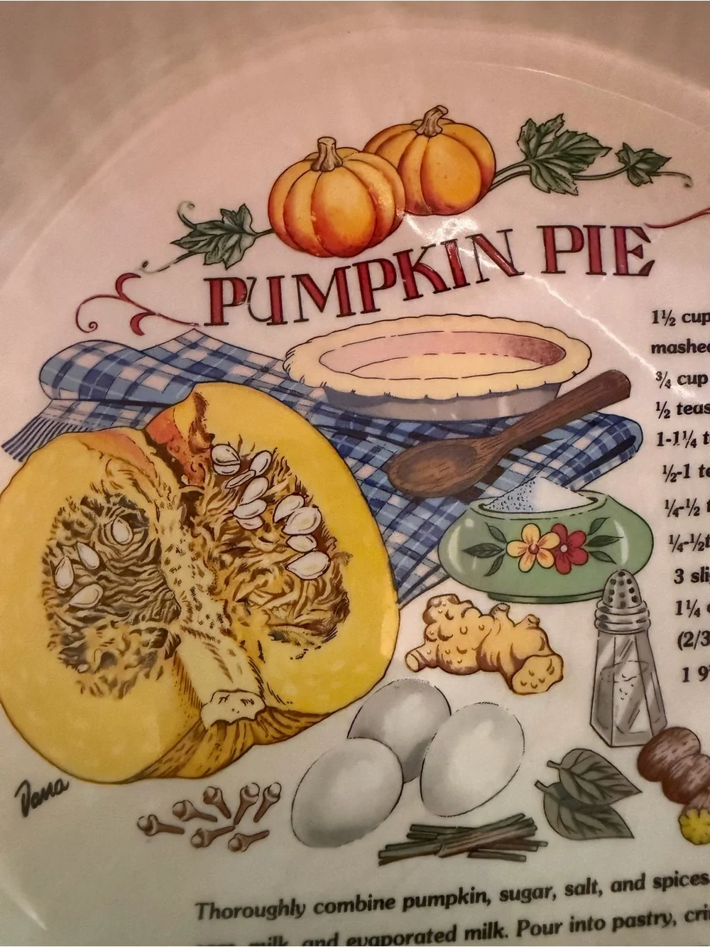 Pumpkin Pie Ceramic Pie Dish - Brown and Cream